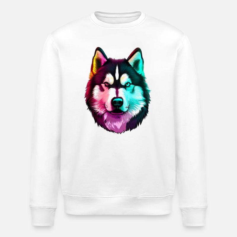 Wolf Husky Hund - Stanley/Stella Unisex Bio-Sweatshirt ROLLER - Weiß