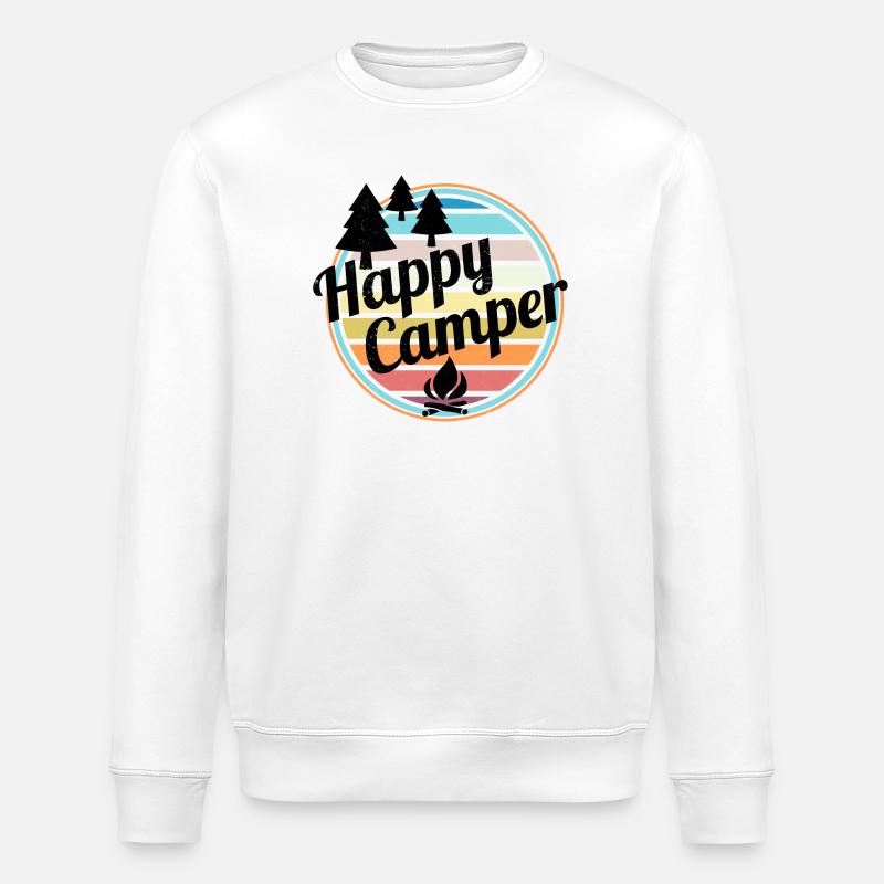 Happy Camper Retro Camping Design - Stanley/Stella Unisex Bio-Sweatshirt ROLLER - Weiß