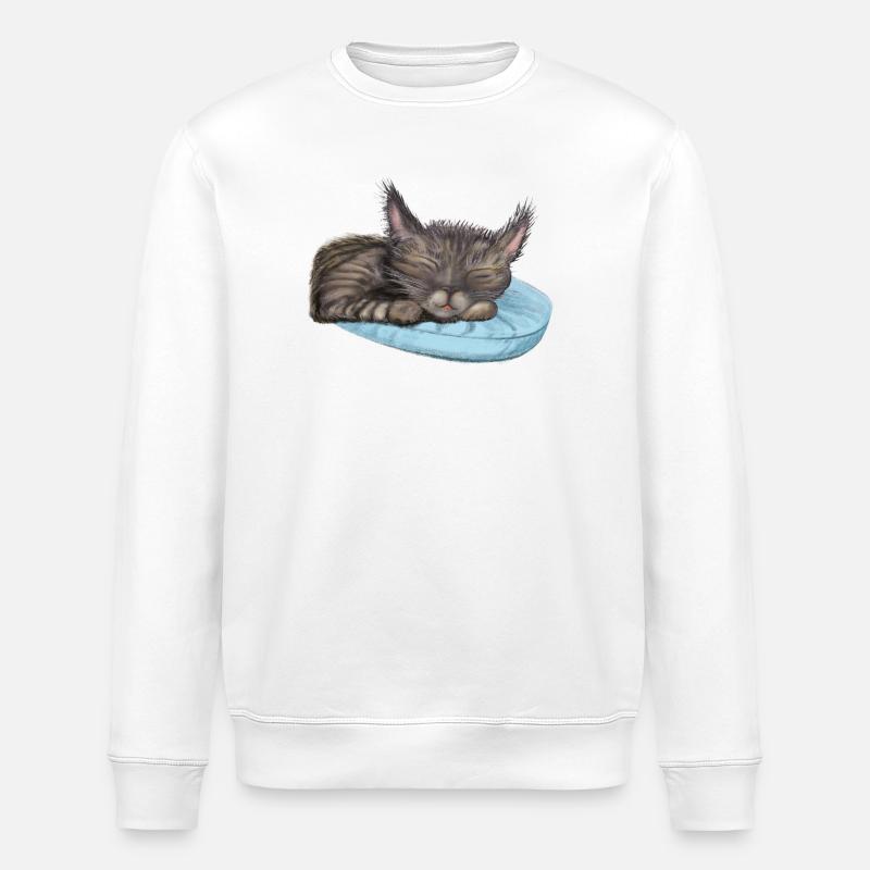 Schlafende Katze - Stanley/Stella Unisex Bio-Sweatshirt ROLLER - Weiß