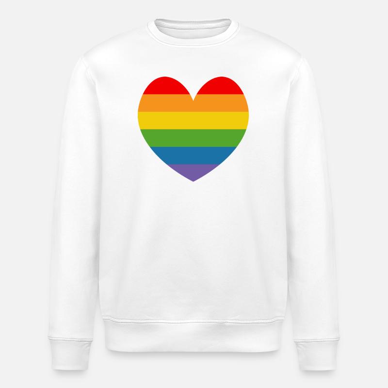 LGBT CSD TShirt Regenbogen HERZ - Stanley/Stella Unisex Bio-Sweatshirt ROLLER - Weiß