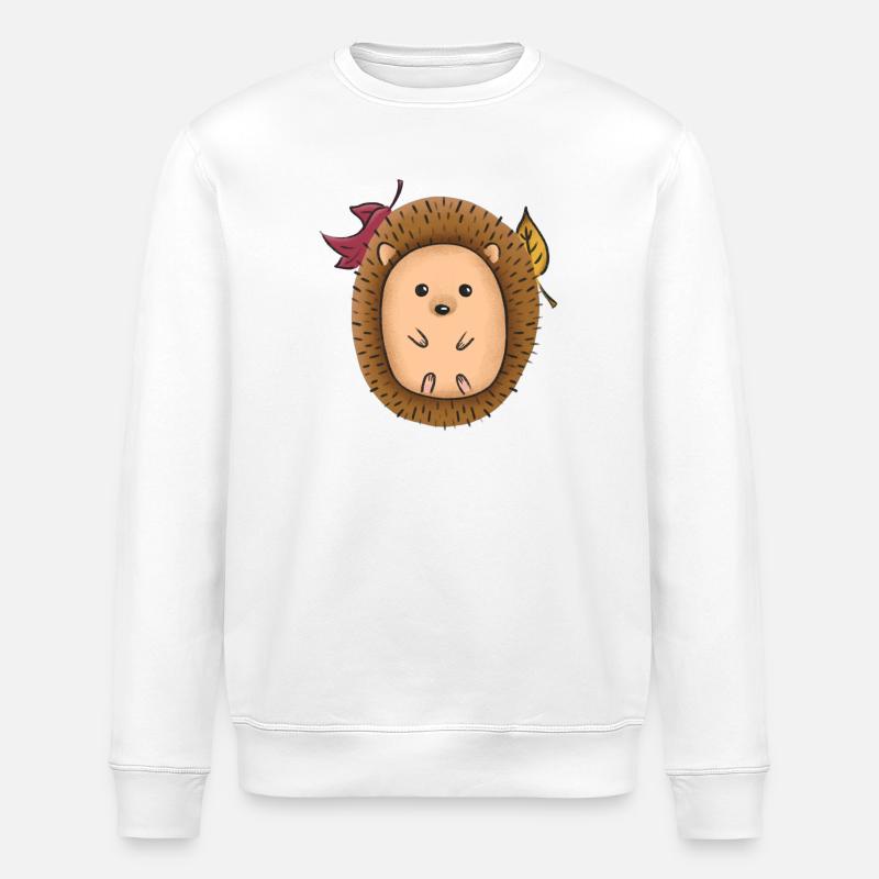 Hérisson dans les feuilles d’automne - Sweat bio ROLLER Stanley/Stella Unisexe - blanc