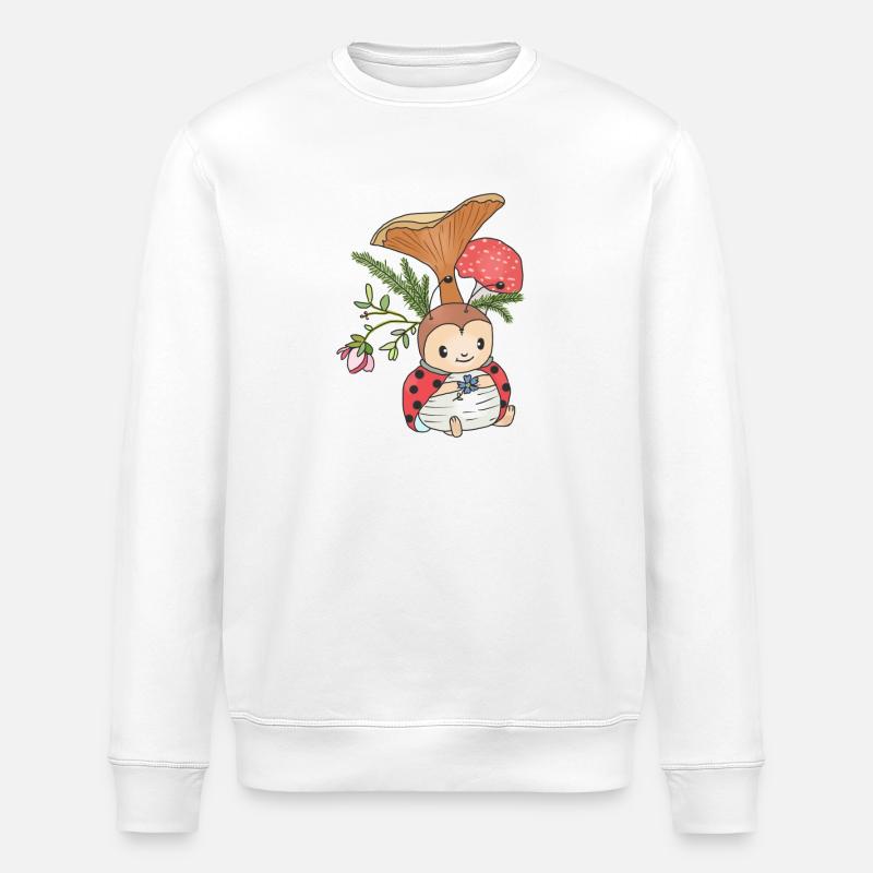 Marienkäfer unterm Pilz - Stanley/Stella Unisex Bio-Sweatshirt ROLLER - Weiß