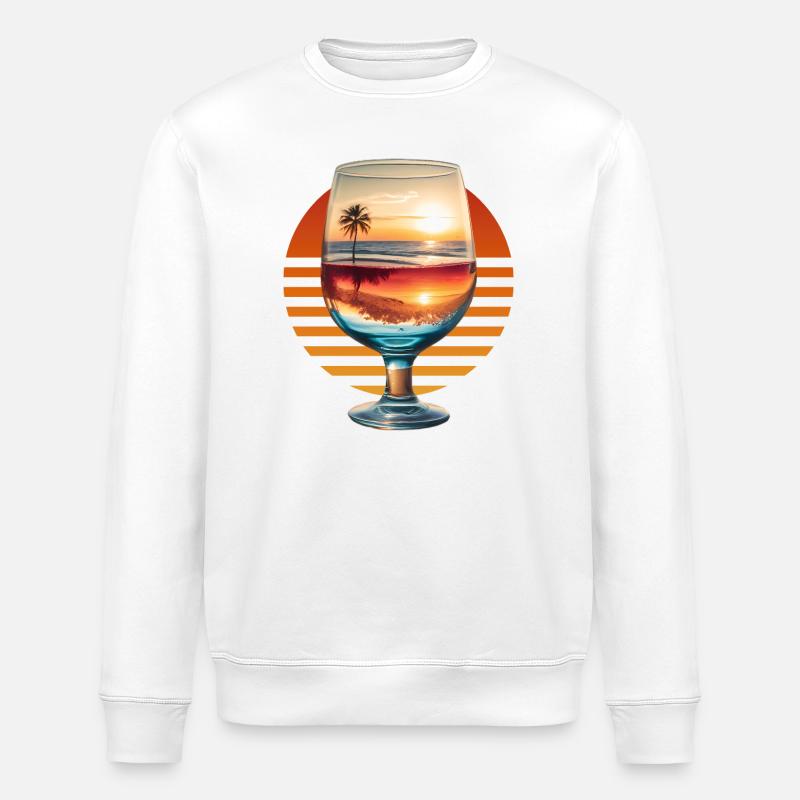 Wine and beach - Stanley/Stella ROLLER Unisex Organic Sweatshirt - white