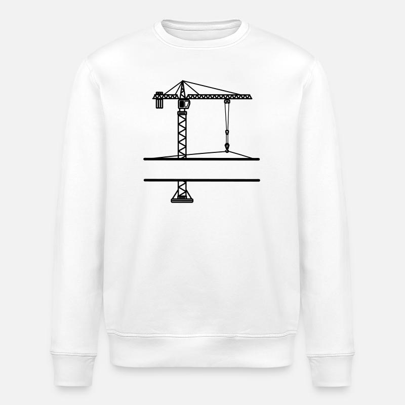 Construction crane with banner - Stanley/Stella ROLLER Unisex Organic Sweatshirt - white