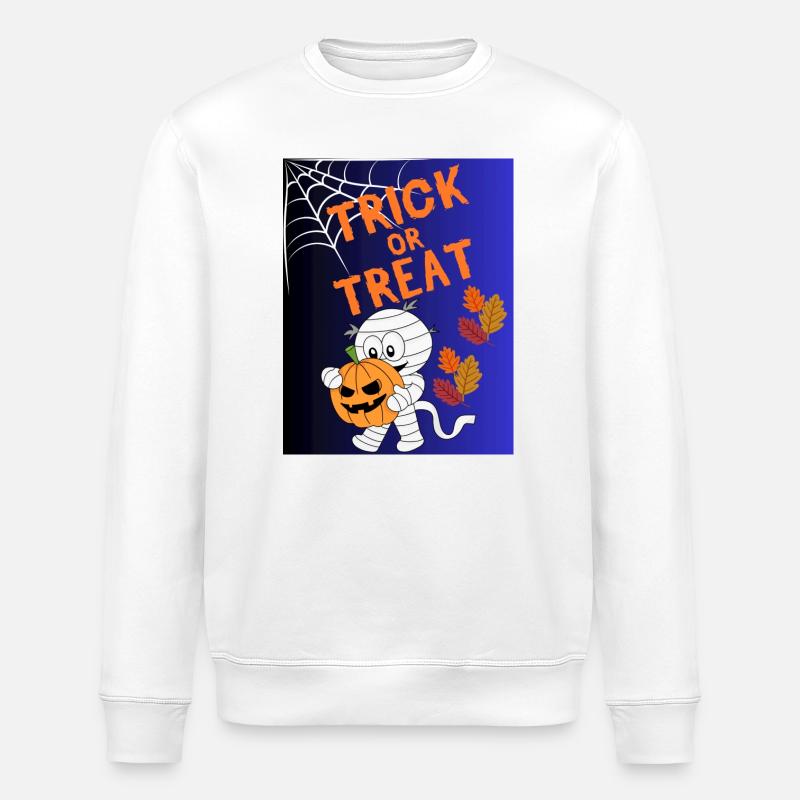 Trick oder Treat Mumie Kürbis - Stanley/Stella Unisex Bio-Sweatshirt ROLLER - Weiß