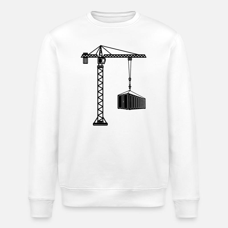 Baukran mit Seecontainer - Stanley/Stella Unisex Bio-Sweatshirt ROLLER - Weiß