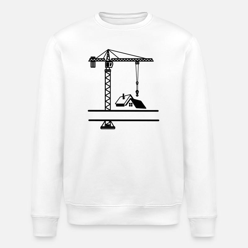 Grue de construction avec maison - Sweat bio ROLLER Stanley/Stella Unisexe - blanc
