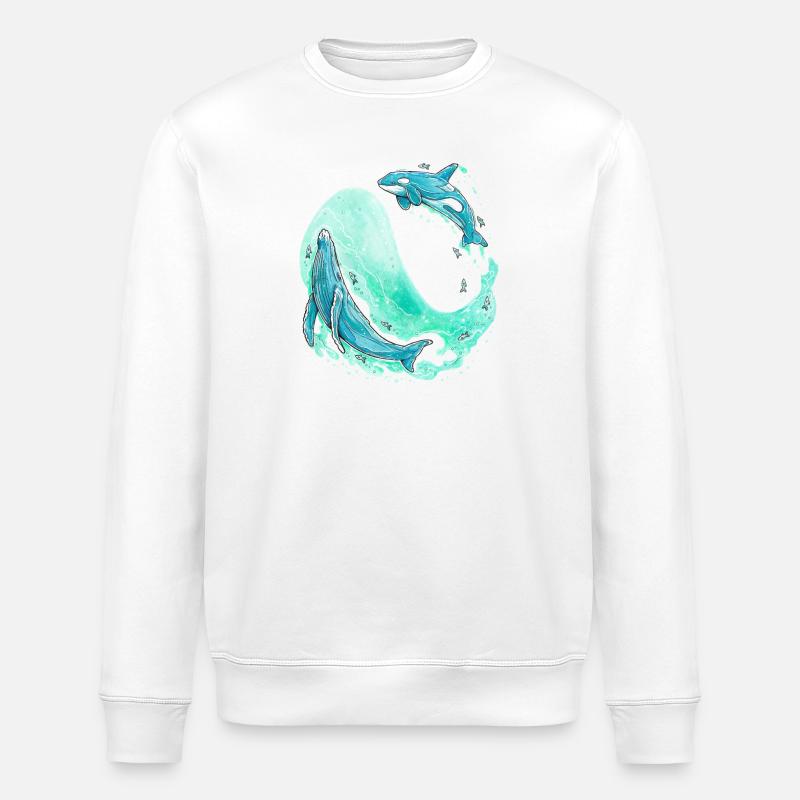 Vague de baleine - Sweat bio ROLLER Stanley/Stella Unisexe - blanc