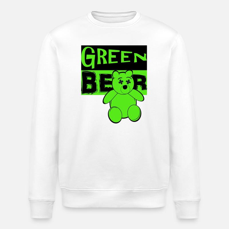 Green Bear - Stanley/Stella ROLLER Unisex Organic Sweatshirt - white