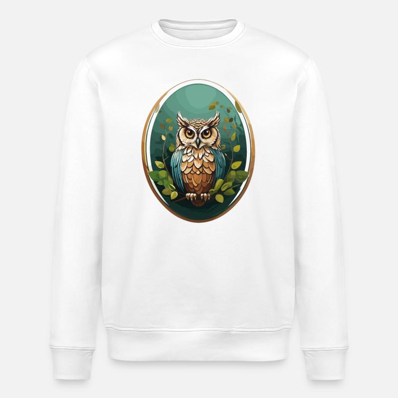 Nachtvogel Eule - Stanley/Stella Unisex Bio-Sweatshirt ROLLER - Weiß