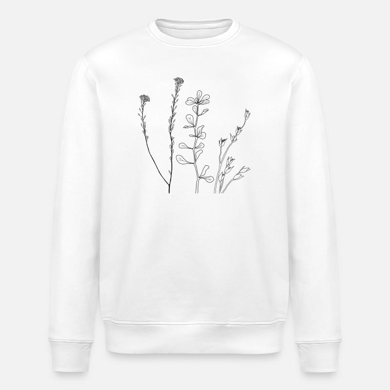 Blumen Line Art - Stanley/Stella Unisex Bio-Sweatshirt ROLLER - Weiß