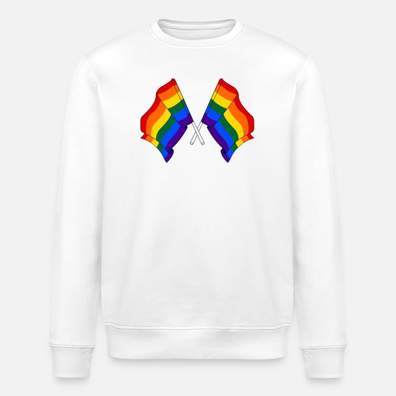 Deux drapeaux arc-en-ciel - Sweat bio ROLLER Stanley/Stella Unisexe - blanc