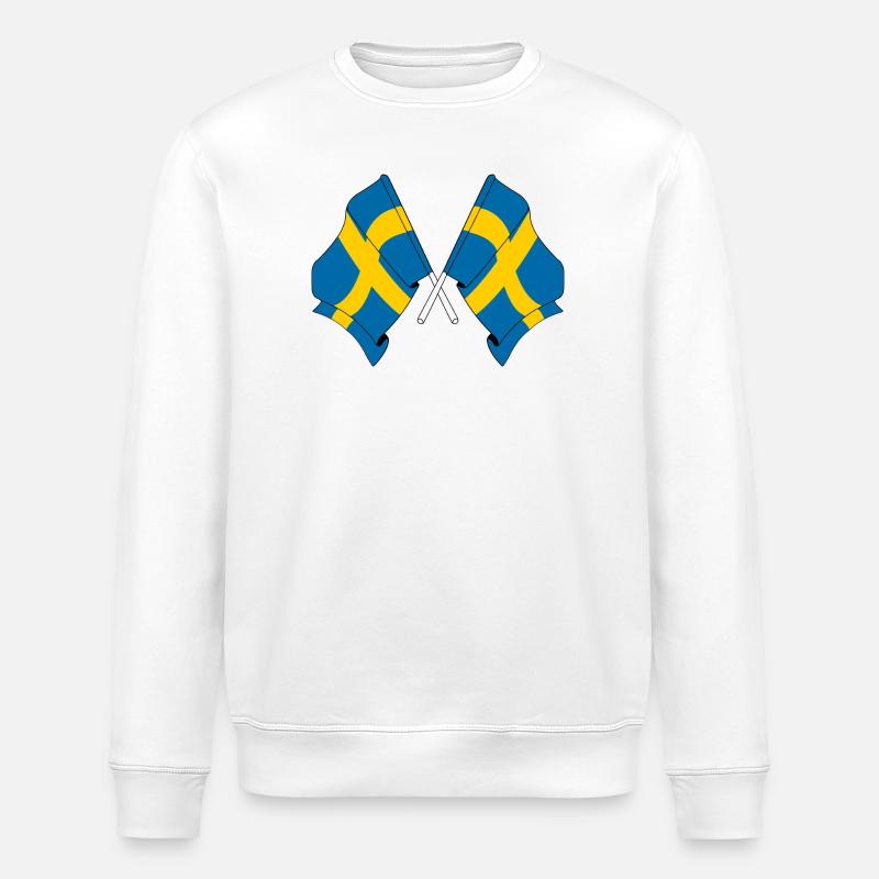 Two flags Sweden - Stanley/Stella ROLLER Unisex Organic Sweatshirt - white
