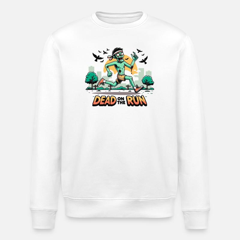 Dead on the Run: Zombie Runner - Stanley/Stella ROLLER Unisex Organic Sweatshirt - white