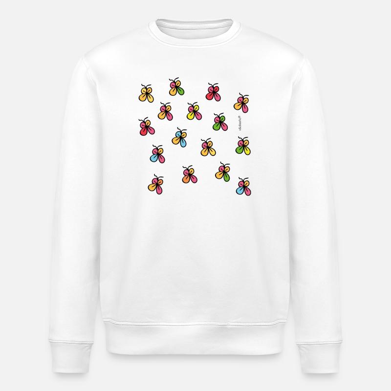 Neonschmetterlinge in schwarzer Silhouette - Stanley/Stella Unisex Bio-Sweatshirt ROLLER - Weiß