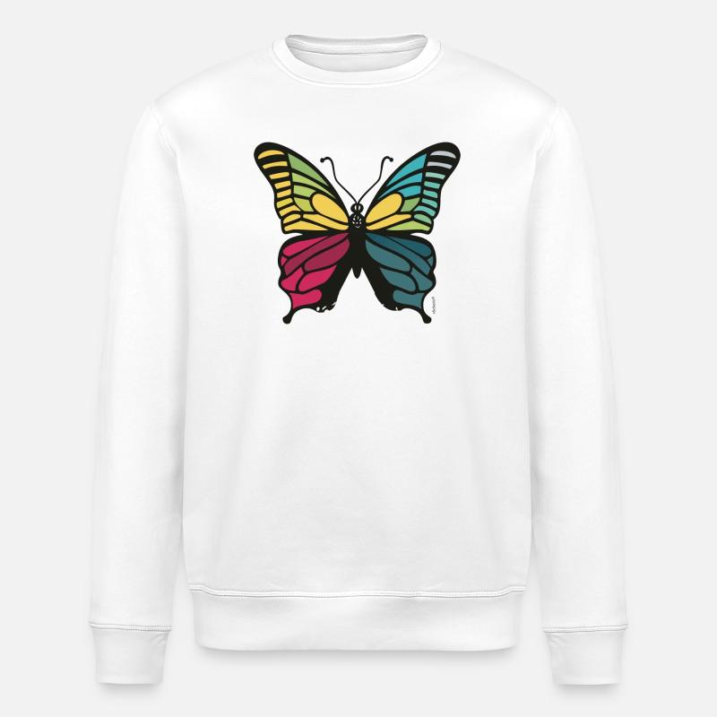 Papillon arc-en-ciel vibrant - Sweat bio ROLLER Stanley/Stella Unisexe - blanc
