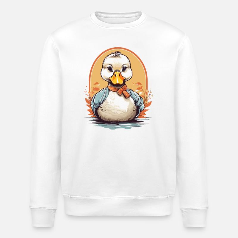 Süße Ente mit Schleife - Stanley/Stella Unisex Bio-Sweatshirt ROLLER - Weiß