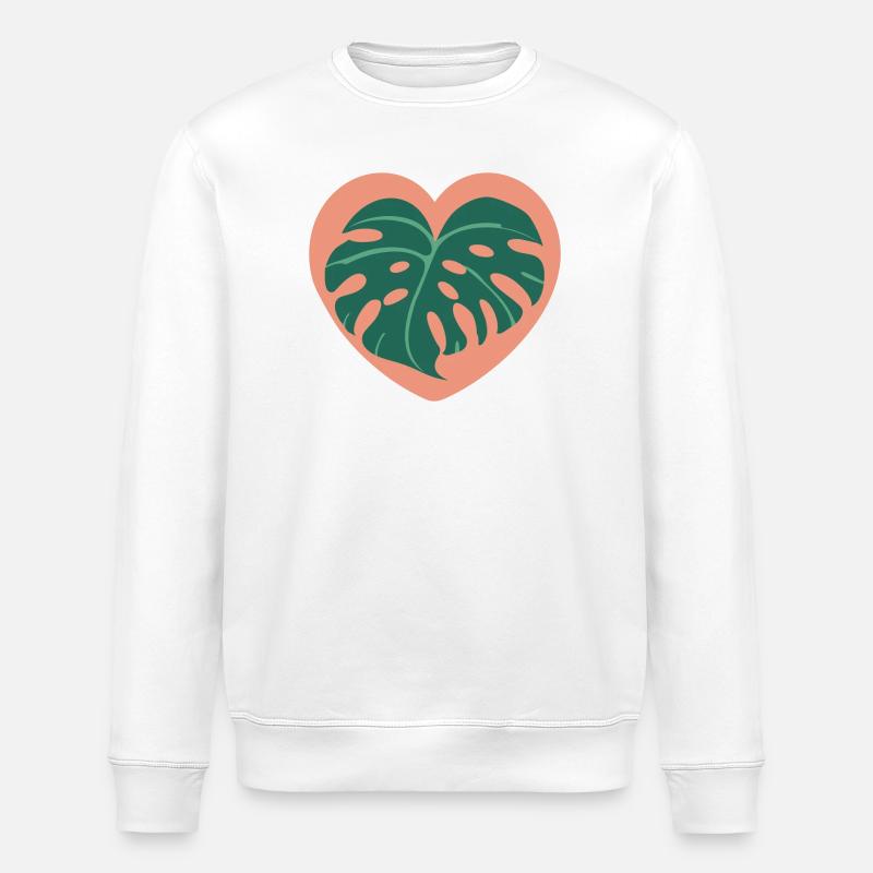 Herz Monstera Tropenstil - Stanley/Stella Unisex Bio-Sweatshirt ROLLER - Weiß