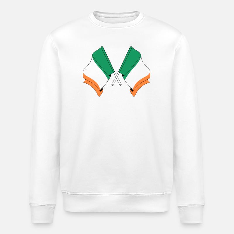 Drapeaux de l’Irlande croisés - Sweat bio ROLLER Stanley/Stella Unisexe - blanc