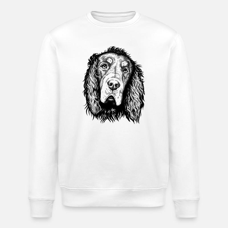 Gordon Setter Portrait Bleu - Sweat bio ROLLER Stanley/Stella Unisexe - blanc