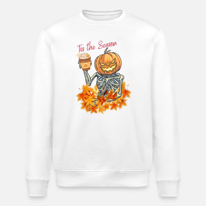 Autumn Pumpkin Skeleton Toast - Stanley/Stella Unisex Bio-Sweatshirt ROLLER - Weiß