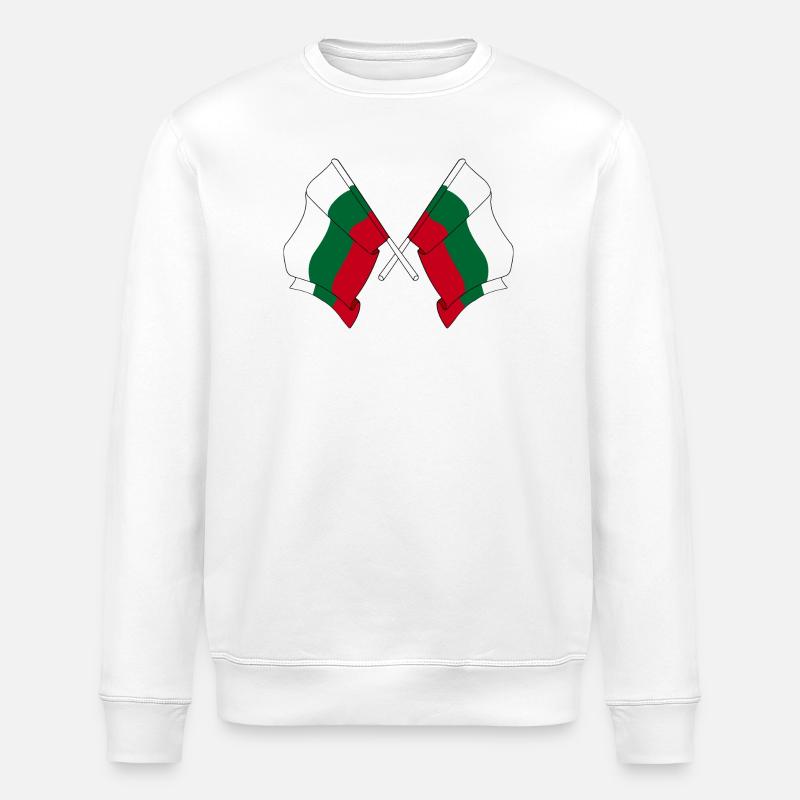 Zwei Flaggen Bulgarien - Stanley/Stella Unisex Bio-Sweatshirt ROLLER - Weiß