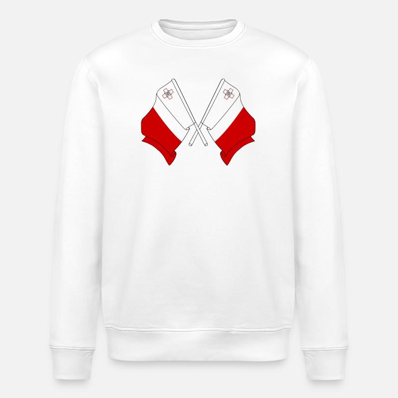 Deux drapeaux Malte - Sweat bio ROLLER Stanley/Stella Unisexe - blanc
