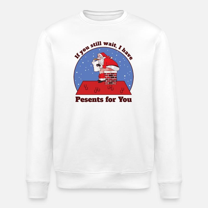Weihnachtsmann beim Kacken - Stanley/Stella Unisex Bio-Sweatshirt ROLLER - Weiß