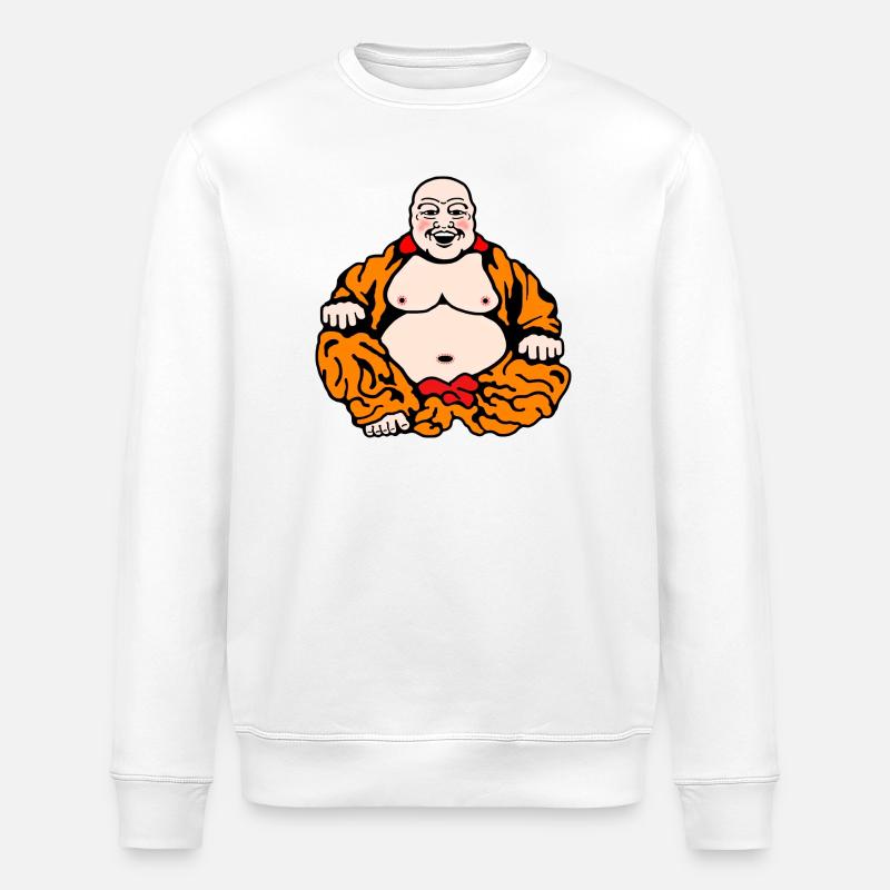 Humorvoller Buddha - Stanley/Stella Unisex Bio-Sweatshirt ROLLER - Weiß
