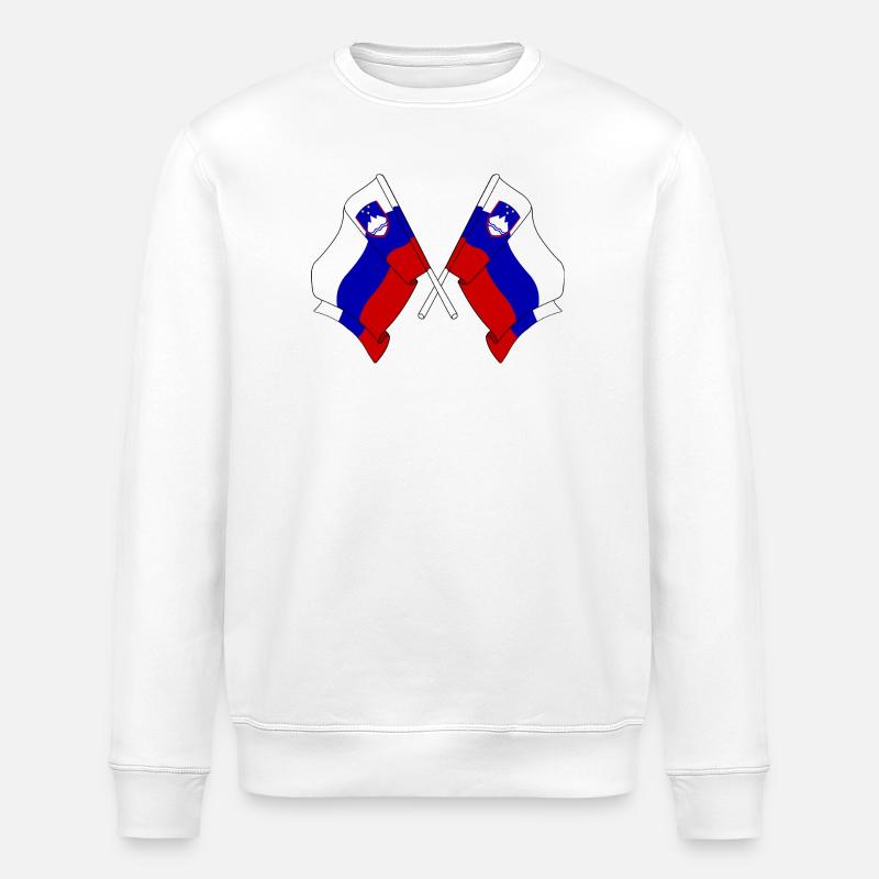 Two flags Slovenia - Stanley/Stella ROLLER Unisex Organic Sweatshirt - white