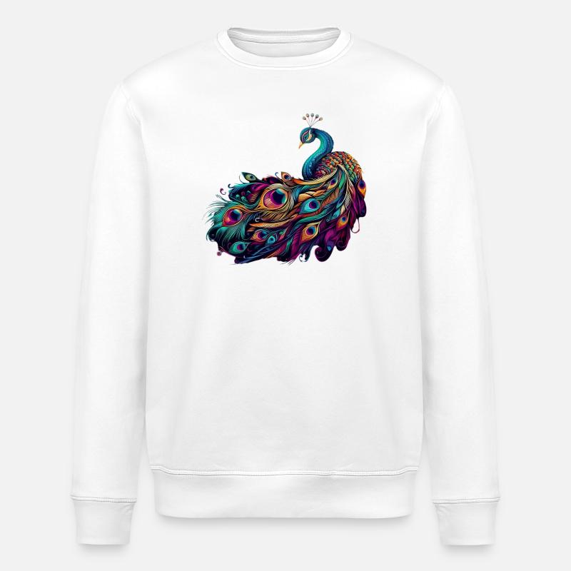 Peacock - Stanley/Stella ROLLER Unisex Organic Sweatshirt - white