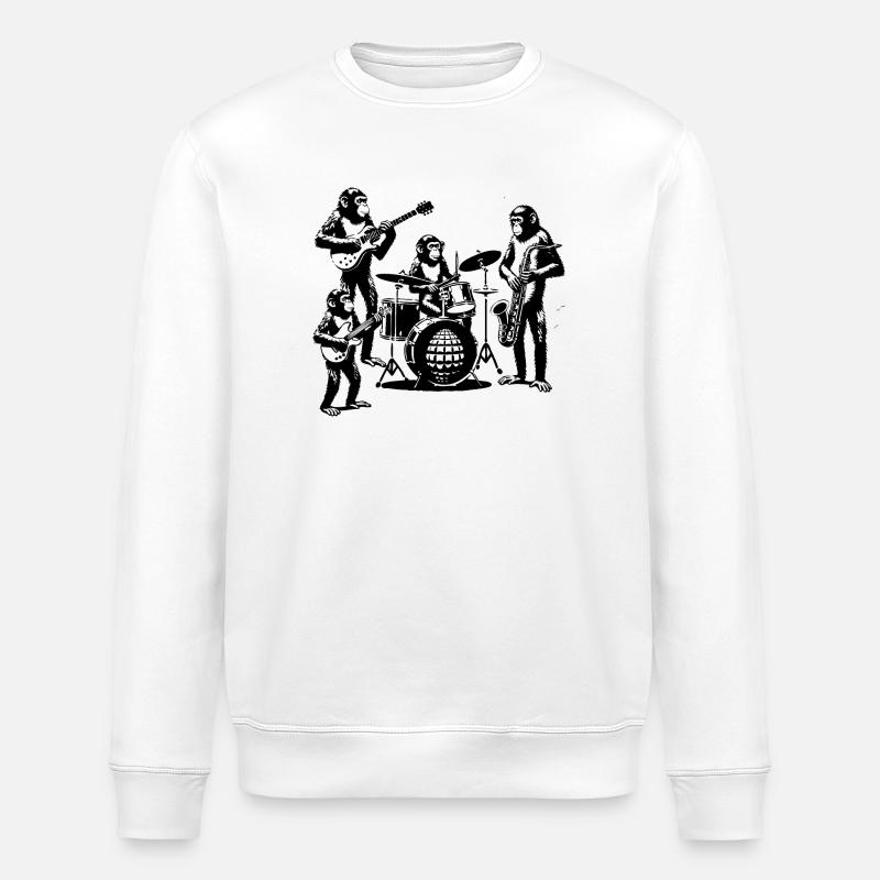 Affen Band | Schimpansen Musiker - Stanley/Stella Unisex Bio-Sweatshirt ROLLER - Weiß