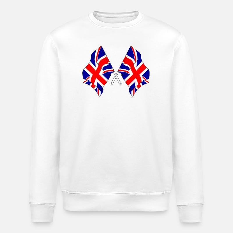 Two flags Great Britain - Stanley/Stella ROLLER Unisex Organic Sweatshirt - white