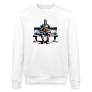 roboter bank blumen robot love rostig kunst - Stanley/Stella Unisex Bio-Sweatshirt ROLLER - Weiß - Vorne - Nik (191cm)