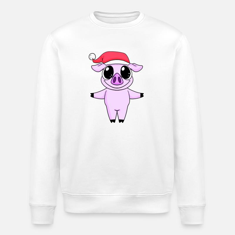 Cochon Noël - Sweat bio ROLLER Stanley/Stella Unisexe - blanc