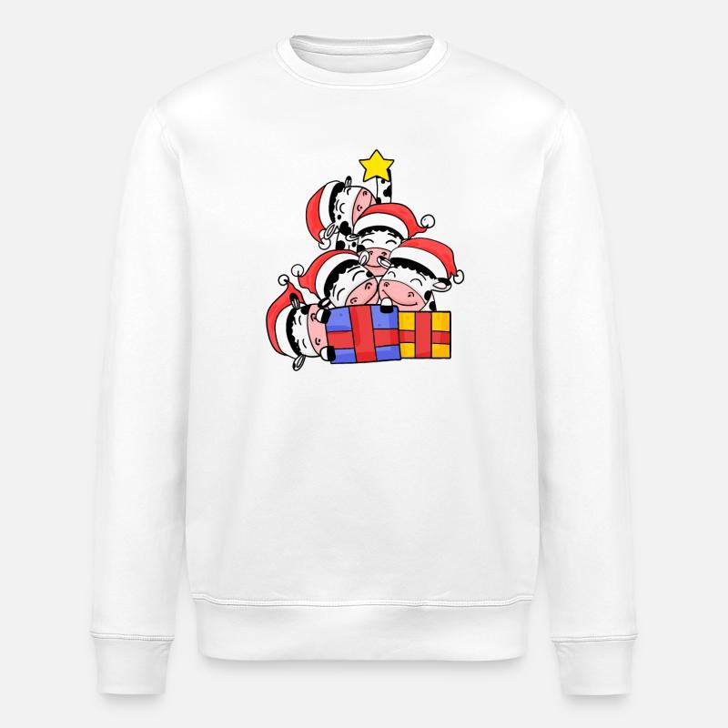 Cow Tree Christmas Christmas Tree - Stanley/Stella ROLLER Unisex Organic Sweatshirt - white