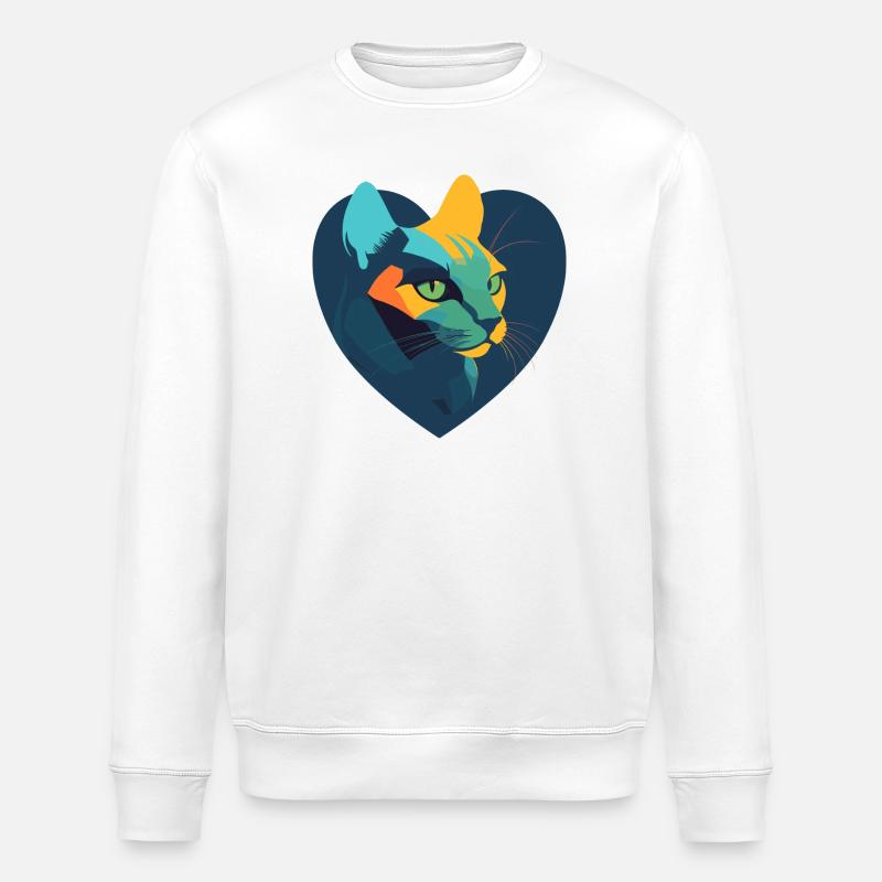 Un cœur pour les chats - Sweat bio ROLLER Stanley/Stella Unisexe - blanc