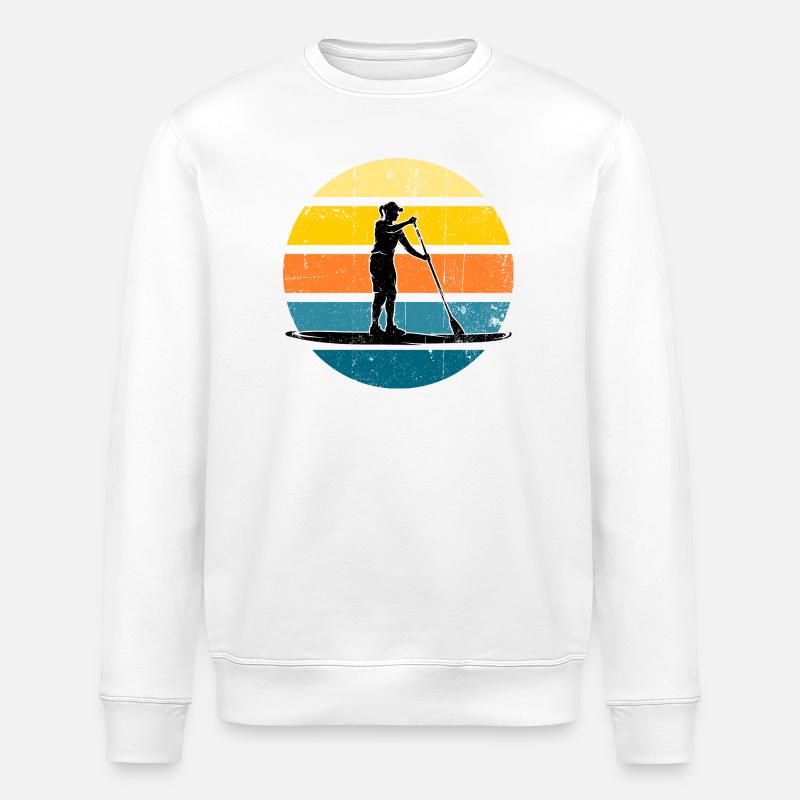 Sunset Paddleboard Silhouette - Stanley/Stella ROLLER Unisex Organic Sweatshirt - white