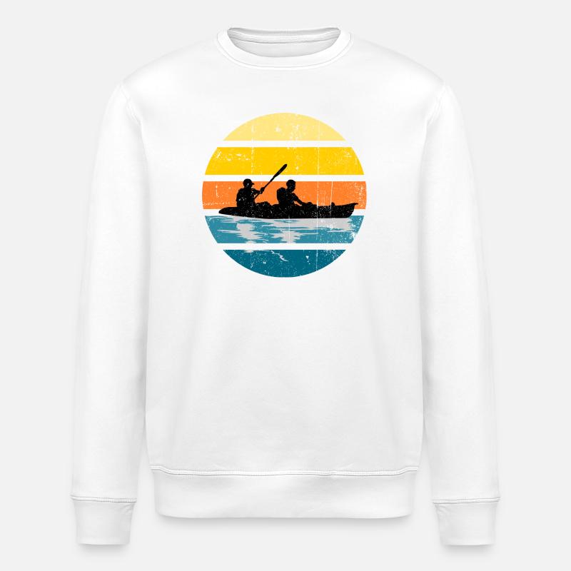 Kayak Duo Sunset Silhouette Circle - Stanley/Stella ROLLER Unisex Organic Sweatshirt - white