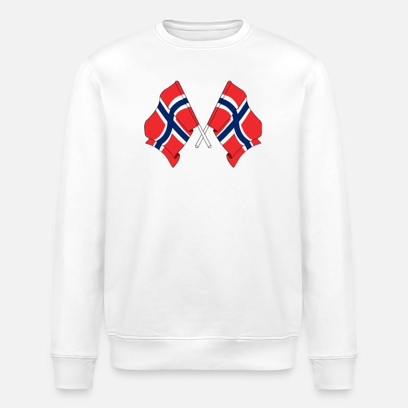 Zwei Flaggen Norwegen - Stanley/Stella Unisex Bio-Sweatshirt ROLLER - Weiß
