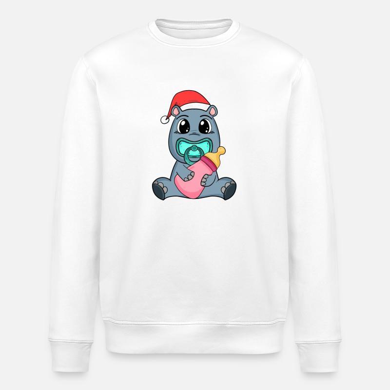 Hippopotame bébé Noël - Sweat bio ROLLER Stanley/Stella Unisexe - blanc