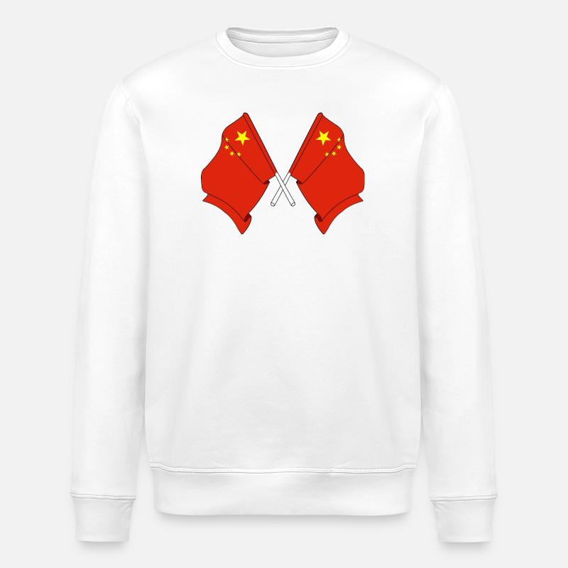 Zwei Flaggen China - Stanley/Stella Unisex Bio-Sweatshirt ROLLER - Weiß
