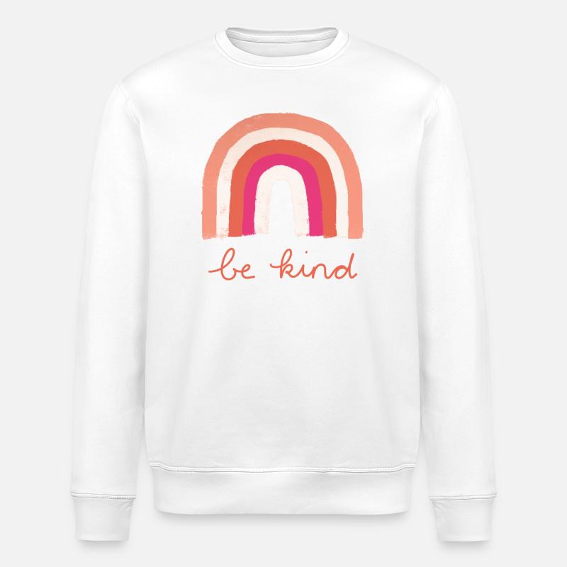 Be Kind Rainbow - Stanley/Stella ROLLER Unisex Organic Sweatshirt - white