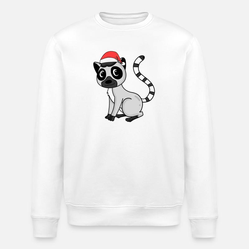 Lemur Christmas - Stanley/Stella ROLLER Unisex Organic Sweatshirt - white