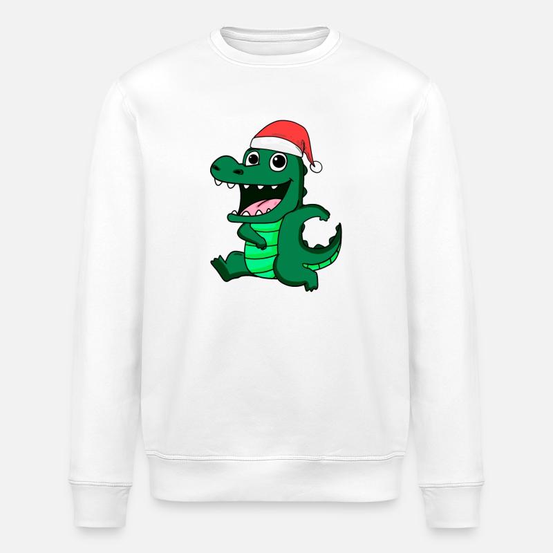 Crocodile Christmas - Stanley/Stella ROLLER Unisex Organic Sweatshirt - white