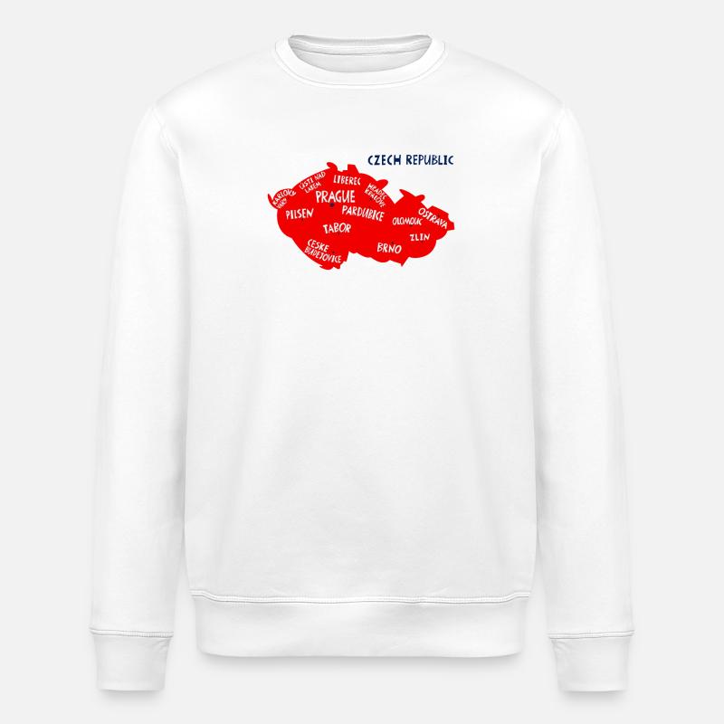 Karte der Tschechischen Republik mit Städten - Stanley/Stella Unisex Bio-Sweatshirt ROLLER - Weiß