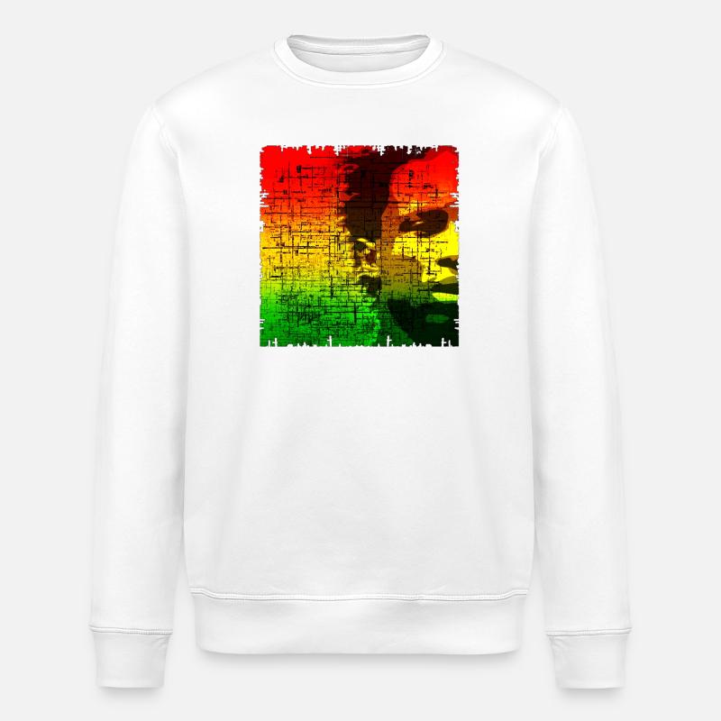 Abstrakes Digitales Reggaeporträt - Stanley/Stella Unisex Bio-Sweatshirt ROLLER - Weiß