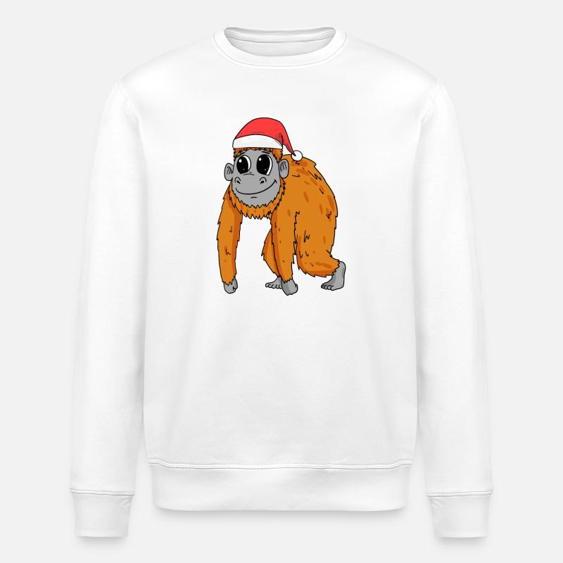 Affe Weihnachten - Stanley/Stella Unisex Bio-Sweatshirt ROLLER - Weiß