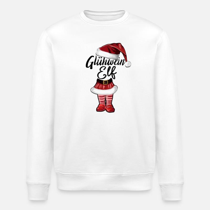 Lutin de vin chaud de Noël - Sweat bio ROLLER Stanley/Stella Unisexe - blanc