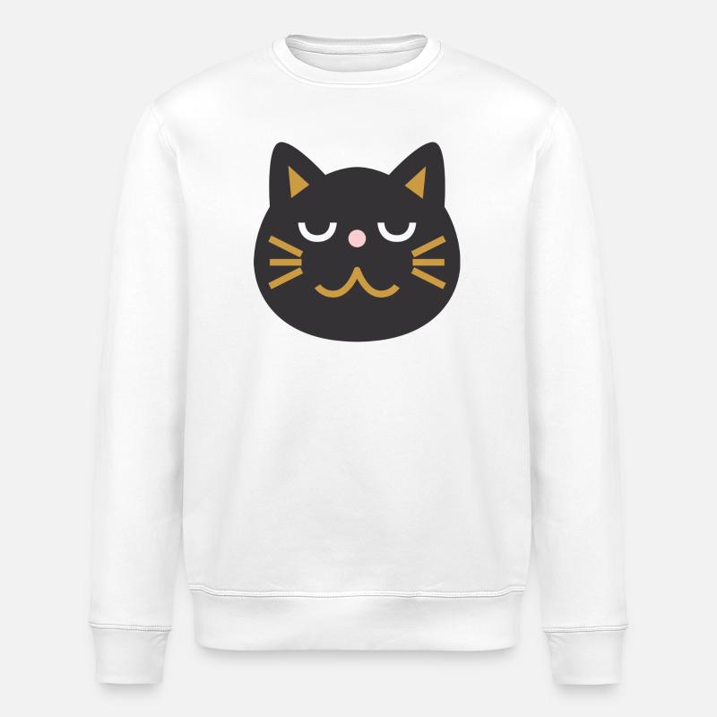 Visage de chat japonais L Noir - Sweat bio ROLLER Stanley/Stella Unisexe - blanc